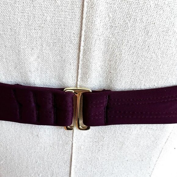 Kona Sol Color Block Bandeau Bikini Swimsuit Top Size Medium Burgundy and Pink - Picture 5 of 10